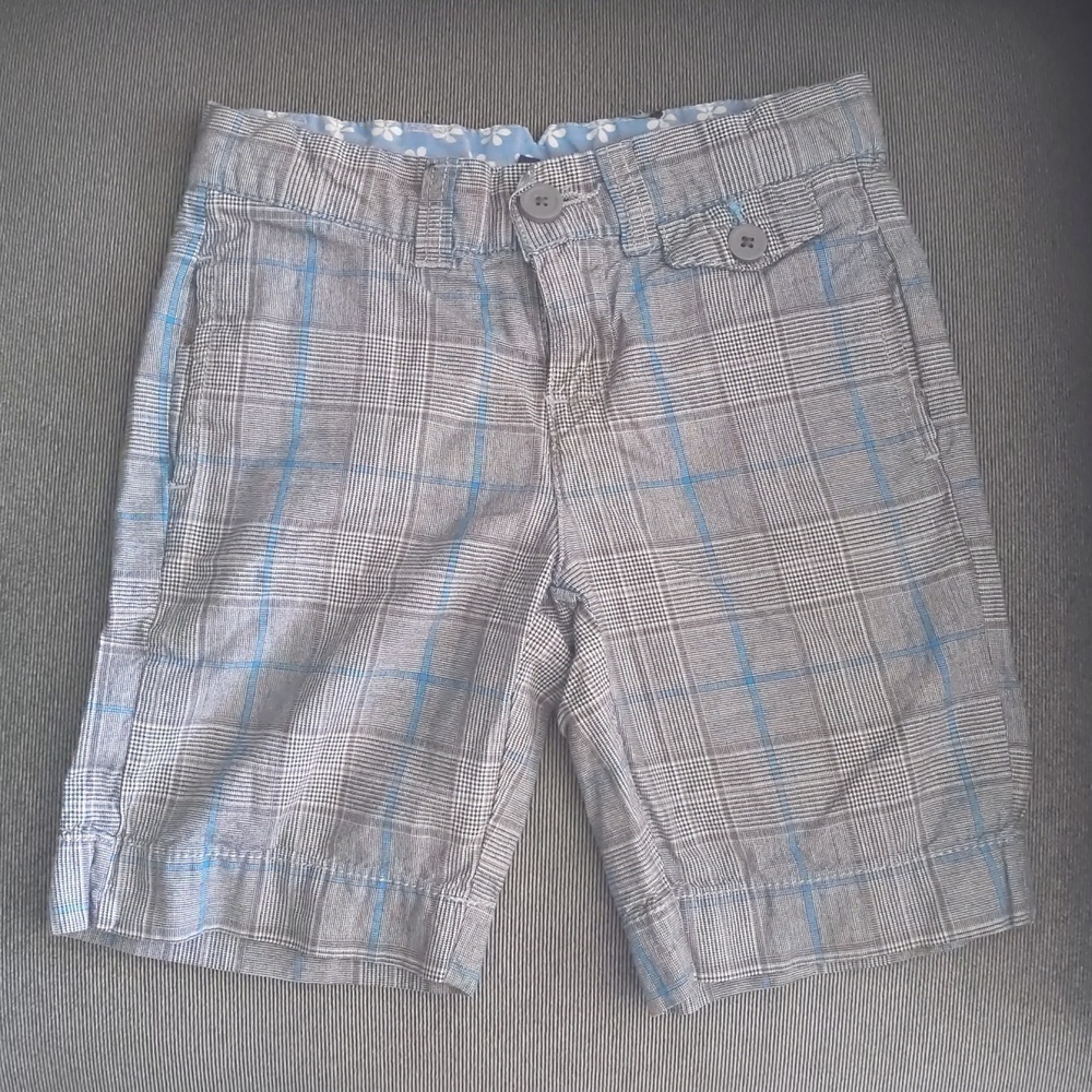 Faded glory size 6 girls shorts plaid gray/blue